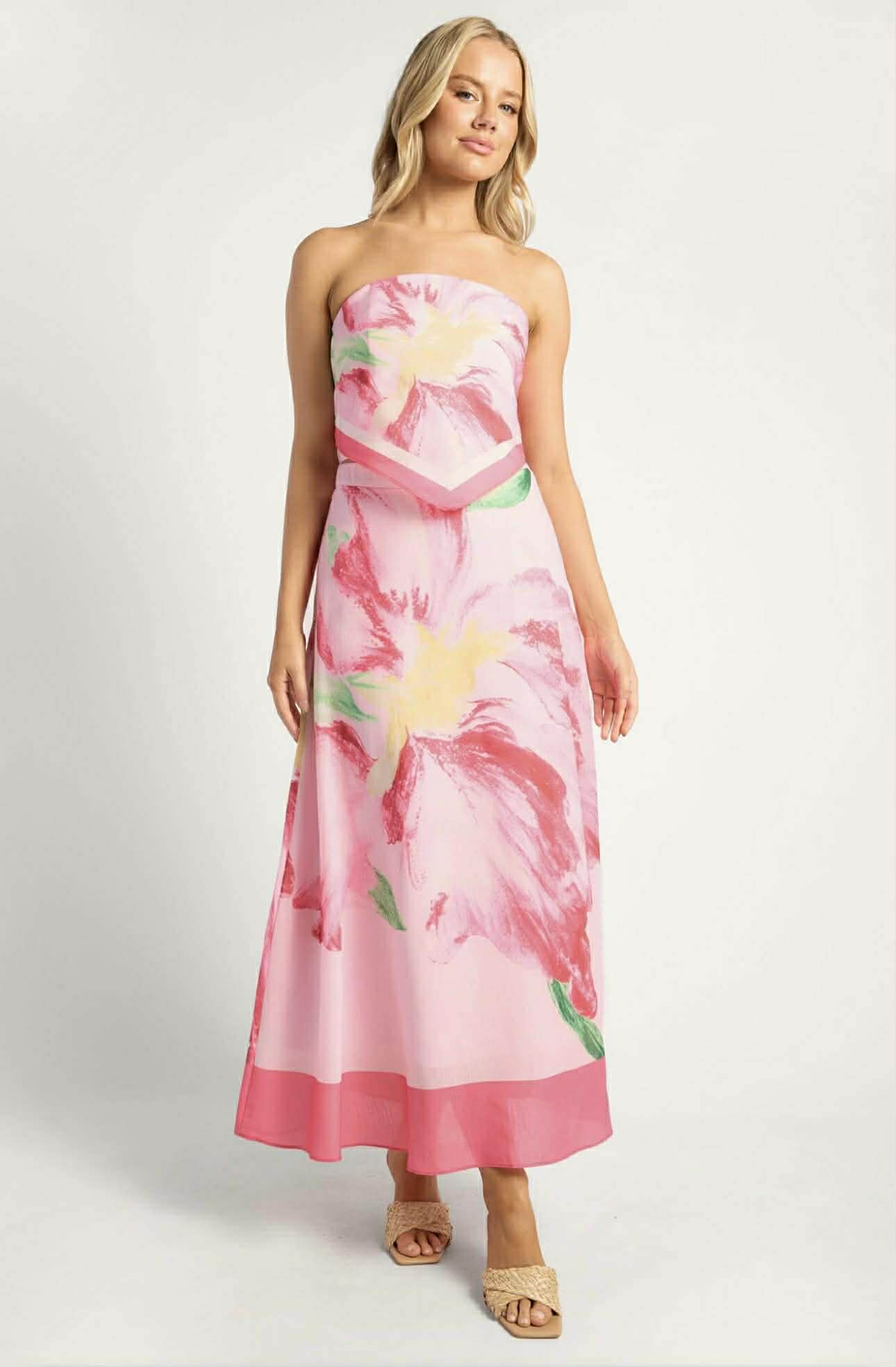 Strapless Floral Dress